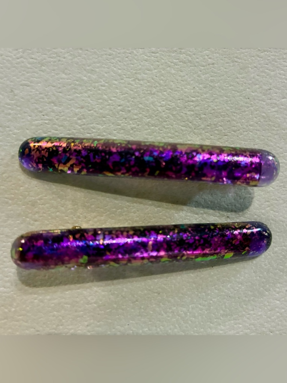 Hand Crafted Purple Glitter Barrette Hair Clips